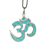 German Silver Turquoise Om Pendant