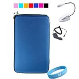 Blue Hard Cube Carrying Case for E-Book Barnes and Nobles Nook + eLight + Car Charger+ Wristband