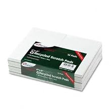 Ampad 21-731R  Recycled Scratch Pad Notebook, Unruled, 4x6 Inches, White, 100 Sheets per Pad - 12 Pads per Pack