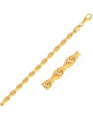 4.0mm 14K Yellow Gold Solid Diamond Cut Rope Bracelet
