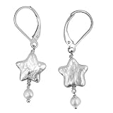 Sterling Silver Pearl Star Earrings by Sajen