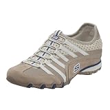 Skechers Womens Straightaway Sneaker,Stone/Navy,6.5 M