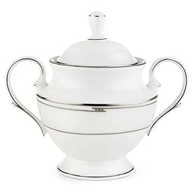 Lenox Tesoro Bone China Platinum Banded Sugar Bowl by Lenox