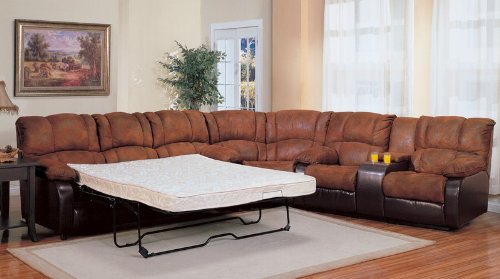 Queen Sleeper Sofa Set - 3 Piece in Palomino Brown Fabric with Dark Brown - Coaster