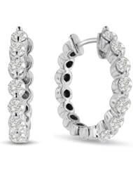 3/4ct Endless Diamond Hoop Earrings Crafted In Solid 14 Karat White Gold