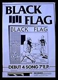 Black Flag (Debut Ad) Black Wood-Mounted Music Poster Print - 24