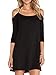 Persun Women's Cold Shoulder Cross Backless Spaghetti Strap Mini Dress,Black