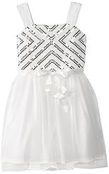 Girls General Print Sleeveless Sequined Chiffon/Polyester High-Low-Hem  Dress