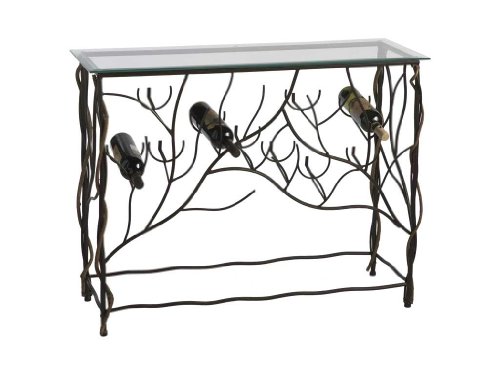 Wine Table With Ten Bottle Lower Rack Iron&Glass 41 X 14 X 32