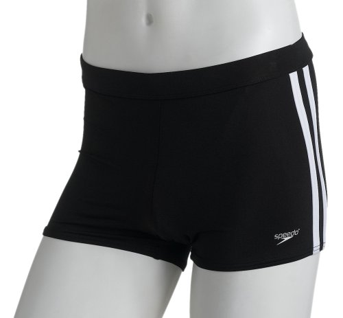 Speedo Men's Fashion Xtra Life Lycra Solid Striped Shoreline Square Leg Swimsuit