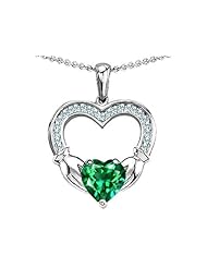 Celtic Love by Kelly (tm) Hands Holding 8mm Heart 1inch Claddagh Pendant