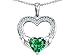 Celtic Love by Kelly Hands Holding 8mm Heart 1inch Claddagh Pendant With Simulated Emerald in .925 Sterling Silver