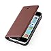 iPhone 5C Case, JAMMYLIZARD Leather [SWISS] Wallet Flip Cover, Brown with integrated magnetic closure