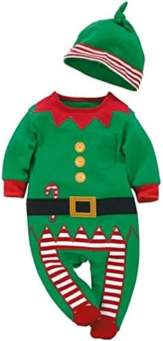 EBEN BRAND 1pcs Baby Green Christmas Outfits Boys Romper Hat Band Set 95cm