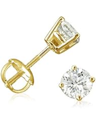 1/2ct tw IGI Certified Diamond Stud Earrings in 14K Yellow Gold with IGI Gift Box