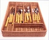Mountain Woods Rattan Silverware Tray with Bamboo-style Silverware