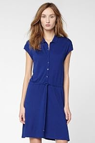 Cap Sleeve Fluid Pique Drawstring Waist Polo Dress