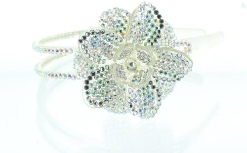 Bling Bling! Flower Headband with Black & Clear & Irodescent Rhinestones - Crystals. Perfect for Women, Teens & Girls, Bling Bling Hair Accessory