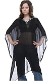 Black Kaftan Style Georgette Tunic With Crystals & Sequins (Petite, Tall & Misses Sizes XS-3X)