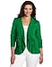 AK Anne Klein Women's 3/4 Sleeve Shirred Ruffled Cardigan Sweater, Kelly Green, 1X