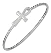 Sterling Silver Wire Bangle Bracelet with Egyptian Ankh