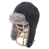 Russian Hat W/ Button And Fleece/Fur Linning Black Adult