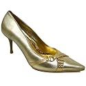 Gold Pointy Pointed Secretary Court Shoes