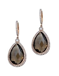 Effy Jewlery Rose Gold Smokey Quartz & Diamond Earrings, 17.56 TCW