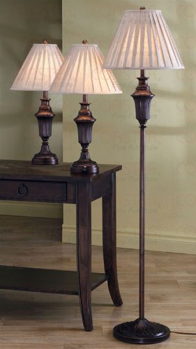 3pc Table Floor Lamps Set in Dark Brown Finish # 901147 On Sale