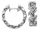 Sterling Silver Leaf Design Hoop Earrings by Zina