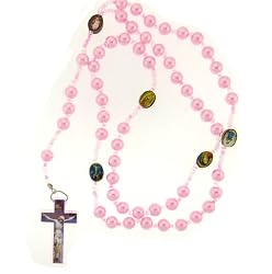 Faux Pearl Pink Rosary with Photographs
