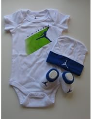 Nike Jordan Infant New Born Baby Boy Girl Shoulder Bodysuit, Booties and Cap 0-6 Months... by Nike