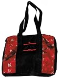 Black & red double handle chinese tote with chinese characters