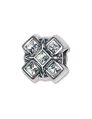 Zable(tm) Sterling Silver X with Crystals Bead / Charm