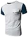H2H Mens Slub Cotton Crew Neck T-shirts with Non-pocket