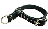 Martingale High Quality Genuine Black Double Ply Leather Dog Collar Choker Large Fits 18.5"-22" Neck.