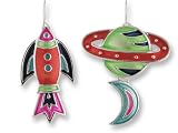 Calypso Voyager Spaceship & Planets Enamel & Silver Earrings