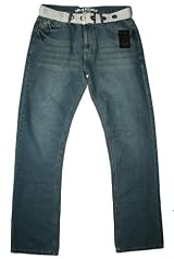 Urban Republic men's comfort fit tinted blue belt jean