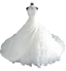  Natural   Waistline Halter Applique Organza/Satin  Ball Gown Wedding Dress 