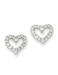 14k White Gold Diamond Heart Earrings. Carat Wt- 0.5ct. Metal Wt- 1.66g