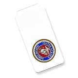 Sterling Silver U.S. Marine Corp Money Clip w/ gold border