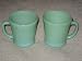 SET OF 2 - Fire King Jadite Jade-ite Jadeite 3 1/2 Inch D Handle Restaurant Ware Coffee Mugs USA