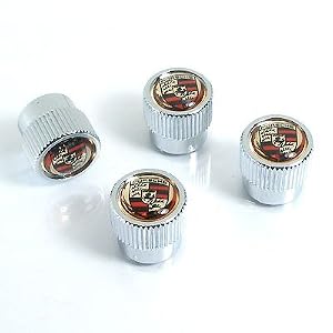 Porsche-Color-Logo-ABS-Chrome-Tire-Stem-Valve-Caps