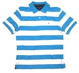 Tommy Hilfiger Men's Striped Polo Shirt in Turquoise Blue, White (SLIM FIT)