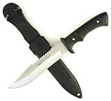 RUKO Kraton Rubber Handle Survival Knife with Molded Nylon Sheath (6-/4-Inch)