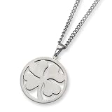 Chisel 4 Leaf Clover Brushed Stainless Steel Necklace on 22 Inch Chain