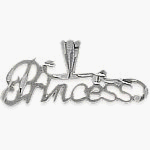 Genuine Sterling Silver PRINCESS Charm Pendant with chain