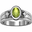 14K White Gold Peridot and Diamond Ring