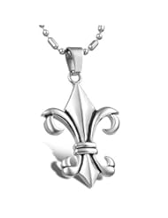 Jewelry: Atlas Jewels Royal Fleur di Lis Stainless Steel Pendant Necklace - Aisin Cathay