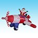 8 Foot Long Christmas Inflatable Animated Santa Claus Flying an Airplane